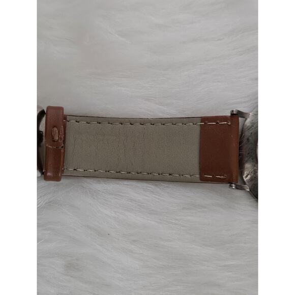 Very Nice Mens Sprezza Thin Quartz Watch Leather Band New Battery Running - Picture 3 of 9